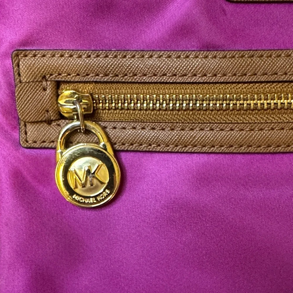 Michael Kors Nylon Crossbody‎ Bag – Fuchsia & Tan Trim
